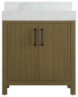 Home Living 30" Single Bathroom Vanity, Chestnut Brown With Backsplash