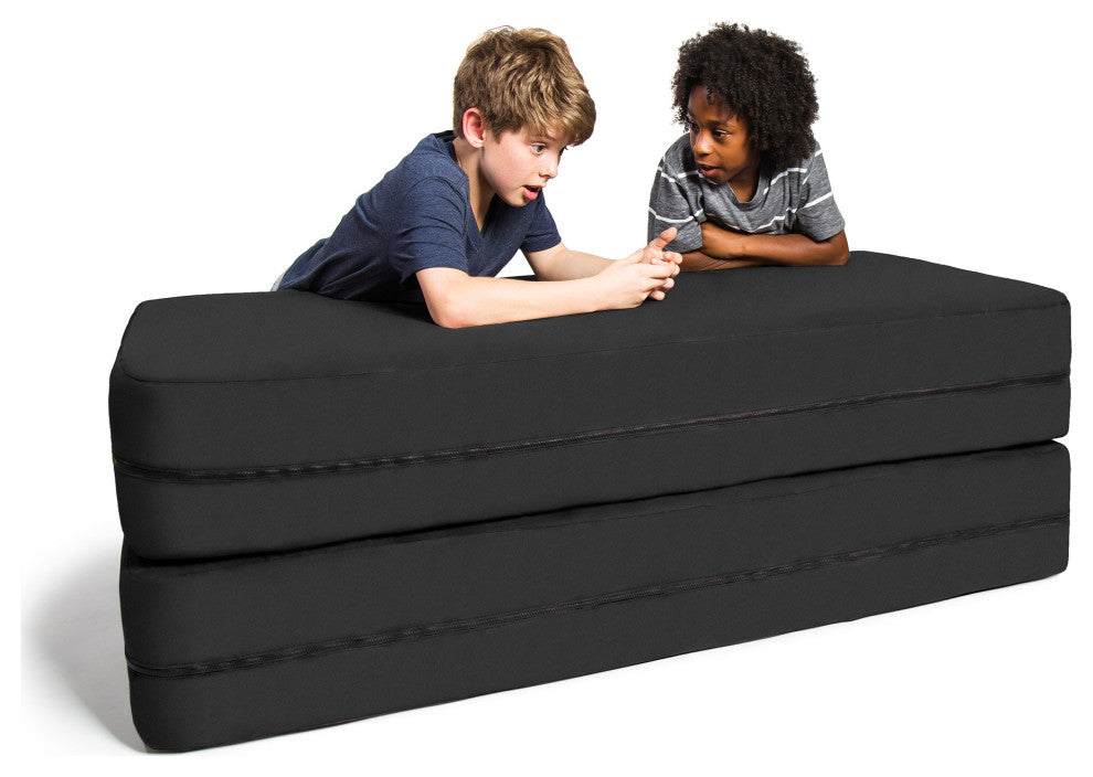 Zipline Big Kids Modular Sofa and Ottoman, Black
