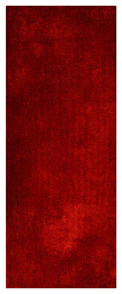 HAND TUFTED SHAG POLYESTER ECO-FRIENDLY AREA RUGS -  Red Color, Solid Design