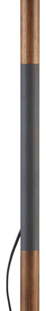 Floor Lamp Light, Black Brown Walnut, Wood, Modern Cafe Bistro Hospitality