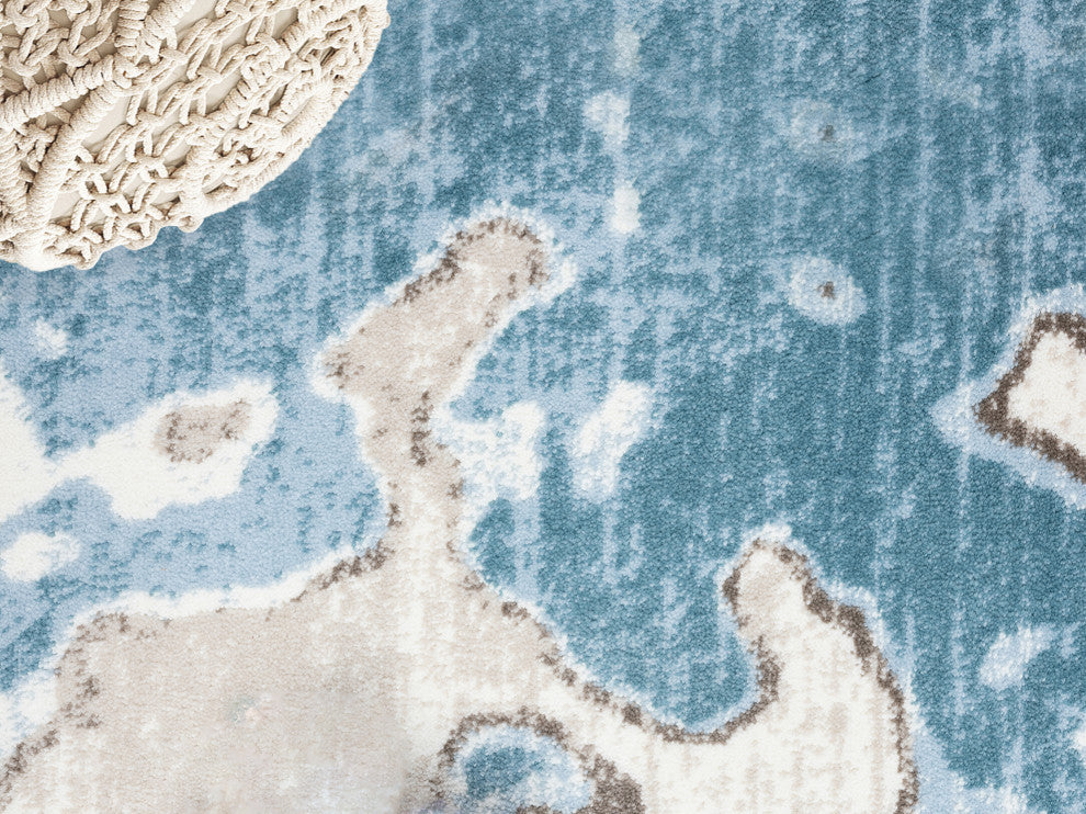 Abani Arto Collection ART180A Teal Beige Abstract Art Area Rug