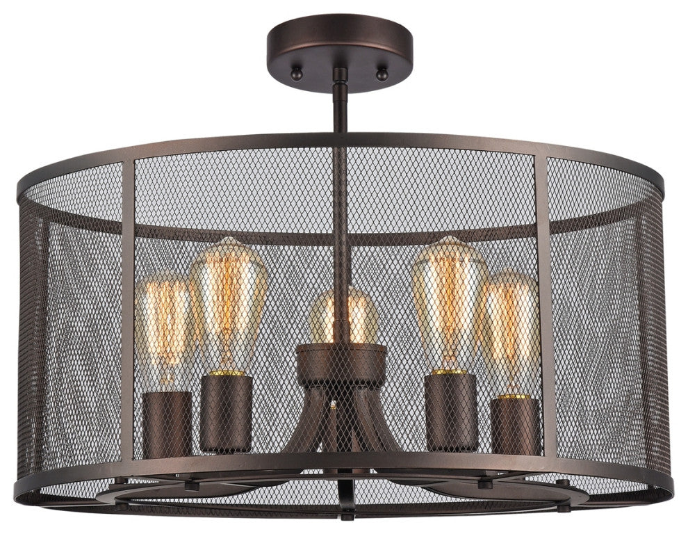 CHLOE Lighting CH2D065RB20-SF5 LORRY Industrial 5 Light Rubbed Ceiling Light