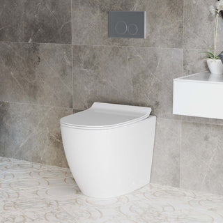 St. Tropez Back to Wall Concealed Tank Toilet Bowl Bundle, Glossy White