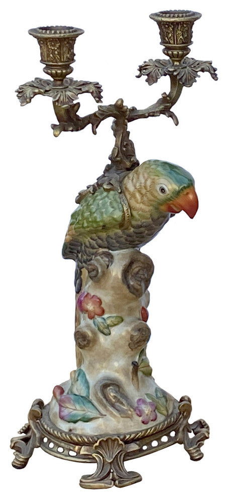 Vintage Handmade Ceramic Parrot Figure Candle Holder Hws1641