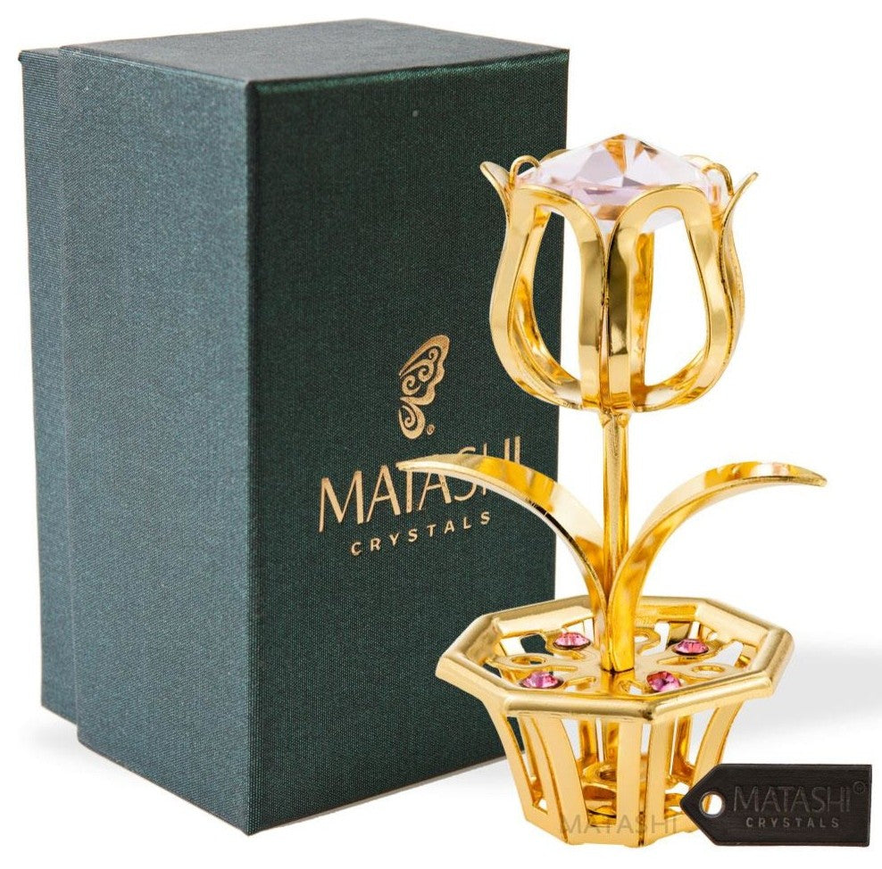 24k Gold Plated Tulip Flower Table Top Ornament