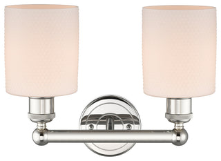 Edison Cobbleskill 2-Light 14" Vanity Light, Polished Nickel, Matte White Shade