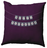 Plum Colored Banner Day Hanukkah Polyester Throw Pillow, 20"x20"