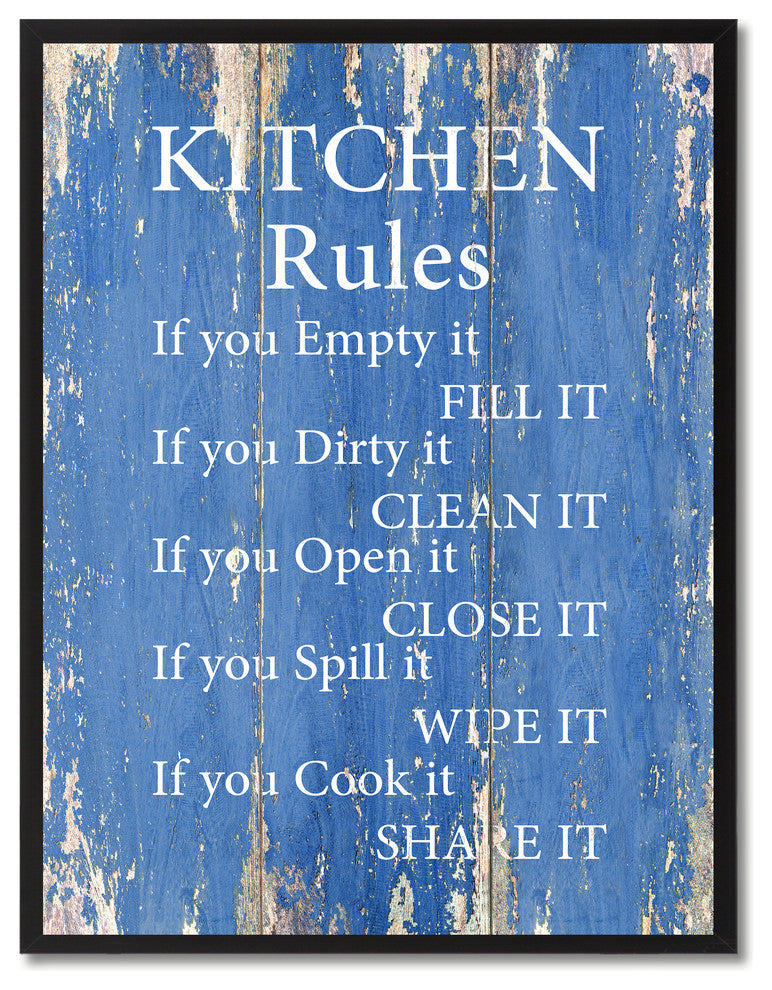 Kitchen Rules Inspirational, Canvas, Picture Frame, 13"X17"