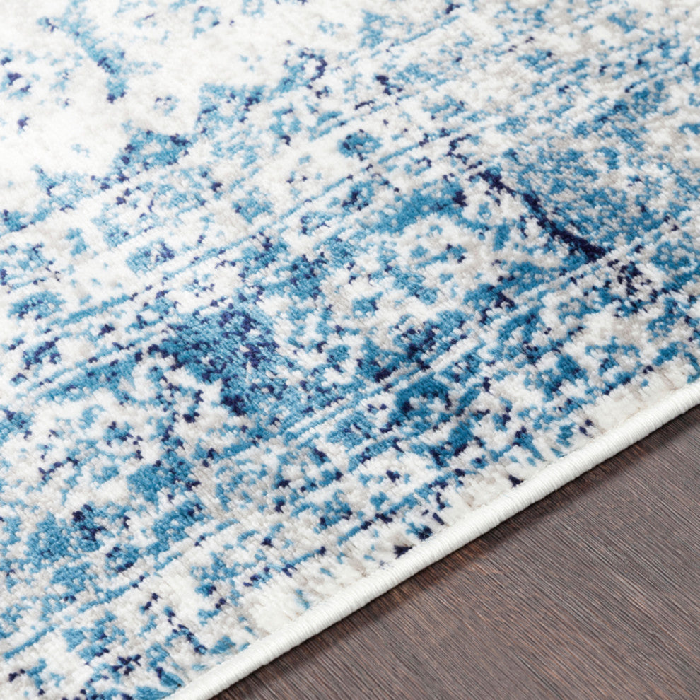Monte Carlo Updated Traditional Sky Blue, Light Gray Area Rug, 7'10"x10'3"