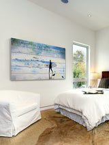 "Day of Surfing" Painting Print on White Wood, 40"x20"