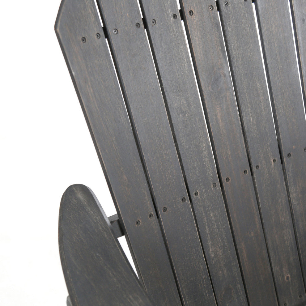 GDF Studio Vivian Outdoor Acacia Wood Adirondack Rocking Chair, Dark Gray, Single