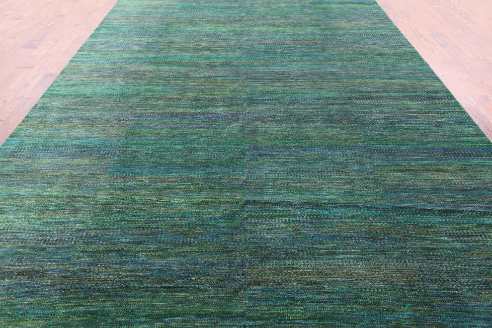 Wool and Silk Handmade Super Savannah Gabbeh Rug 8' 11" X 18' 8" Q6873