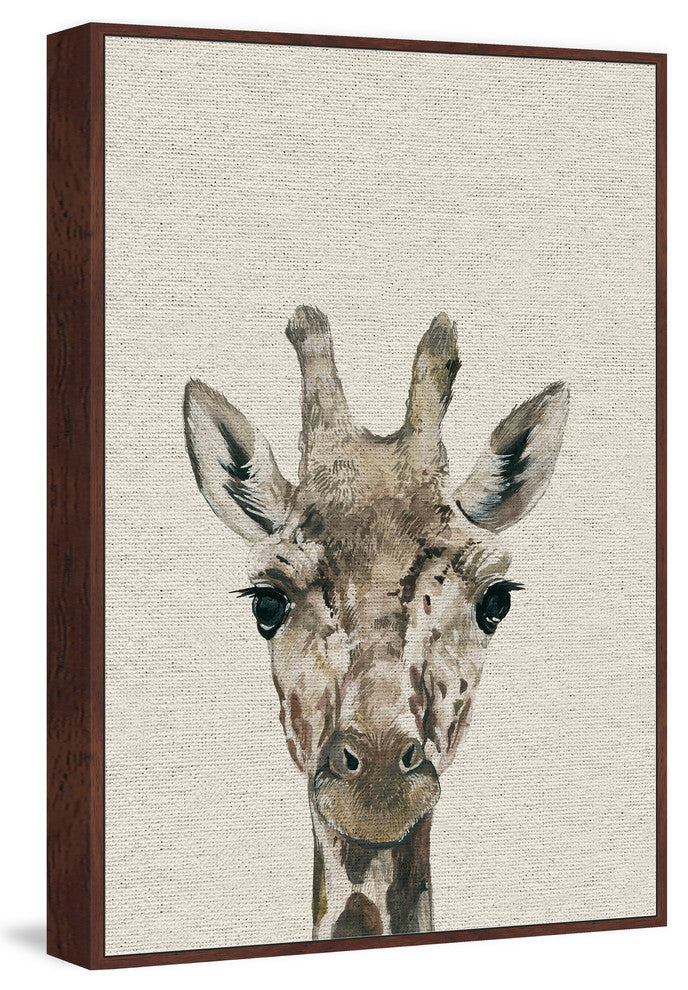 "Cheeky Giraffe II" Floater Framed Painting Print on Canvas, 40"x60"