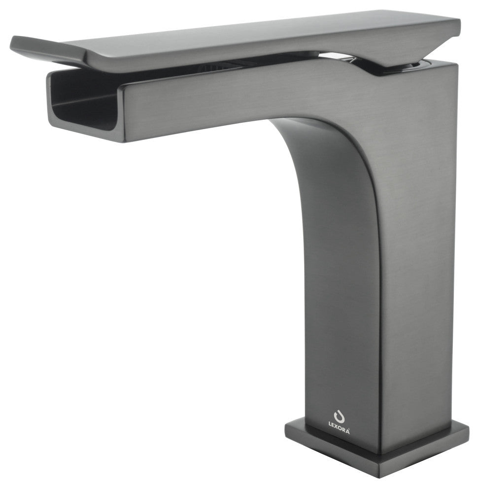Scopi 30 Rustic Acacia Vanity, Acrylic Top With Sink, Gun Metal Faucet Set