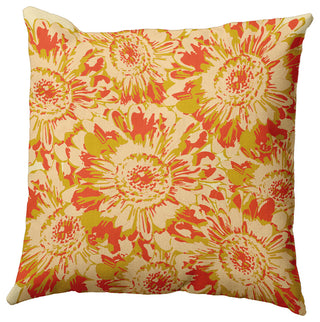 Big Flowers Decorative Throw Pillow, Mustard, 16"x16"