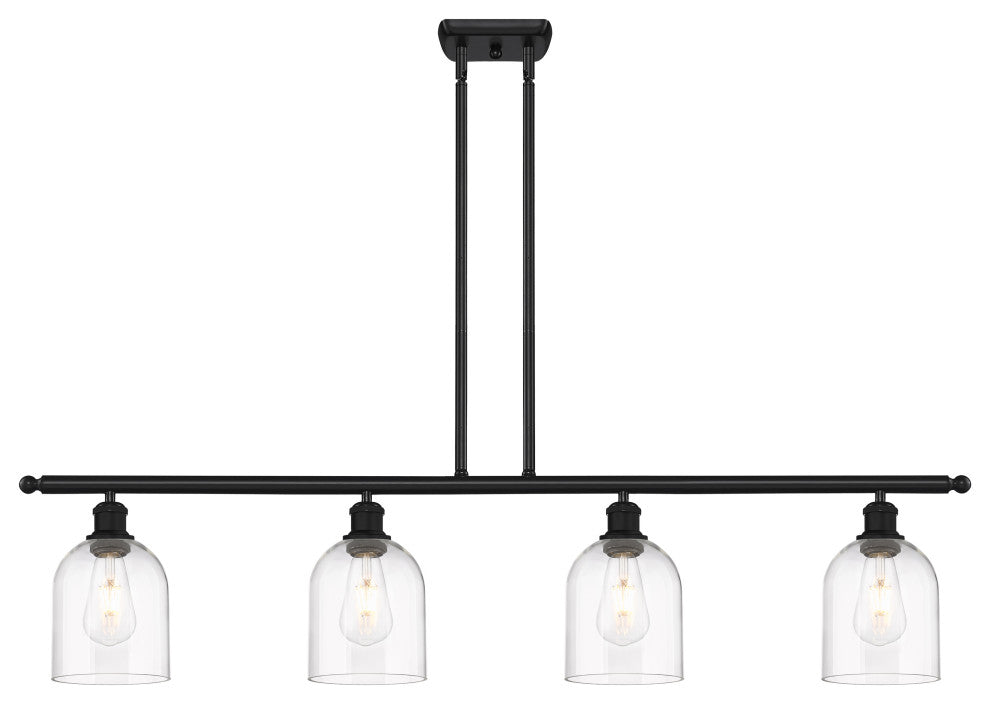 Ballston-Bella 4-Light 48" Stem Island Light, Matte Black, Clear