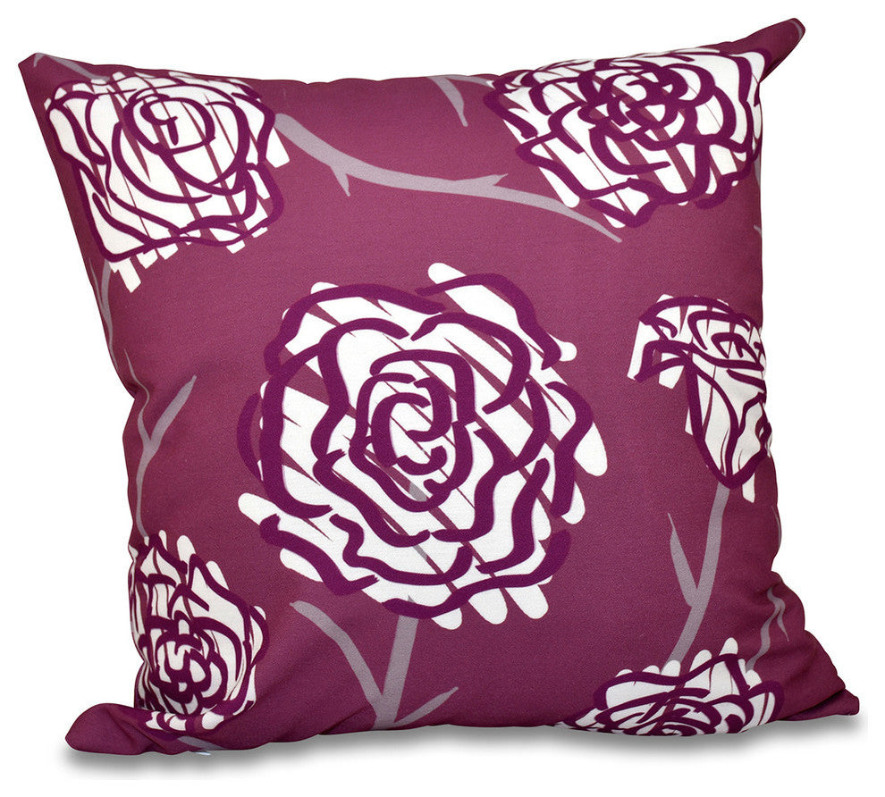 Spring Floral 2, Floral Print Pillow, Purple, 16"x16"