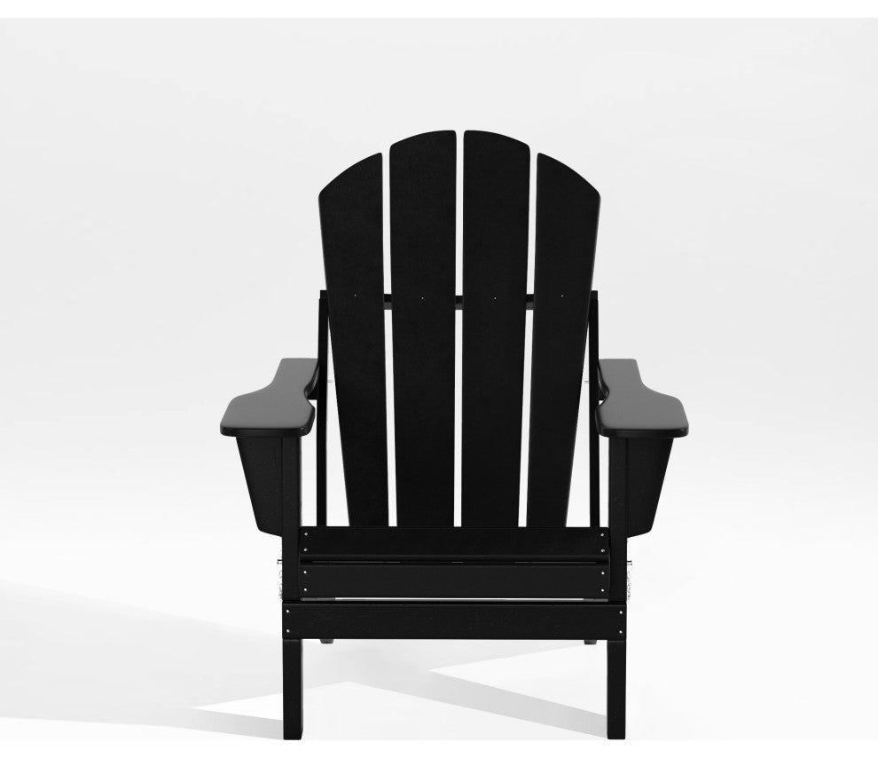 HDPE Outdoor Patio Folding Poly Adirondack Chair, Black
