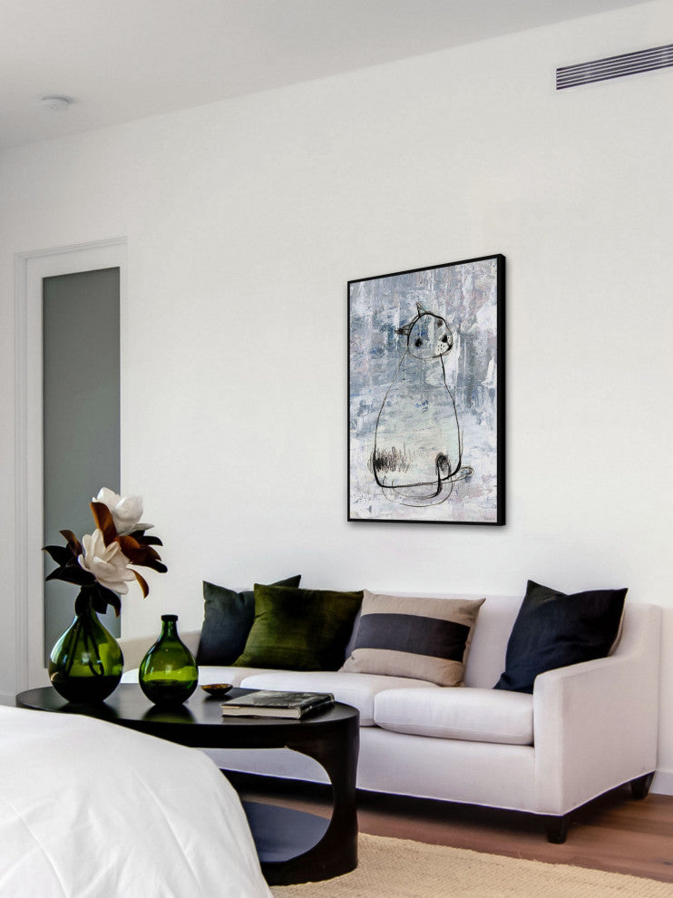 "Cat Outline" Floater Framed Painting Print on Canvas, 40"x60"