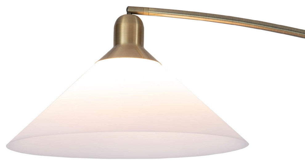 Melmar Arc Floor Lamp - Weathered Brass and Walnut, Dimmer Switch, V-base