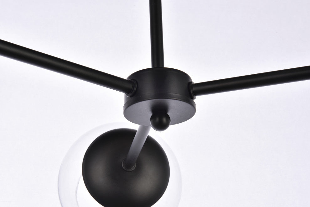 Brooke 26" Flush Mount, Black With Clear Shade