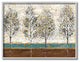 Tree Line Abstract Gold Blue Landscape Painting, 16"x20", Gray Frame