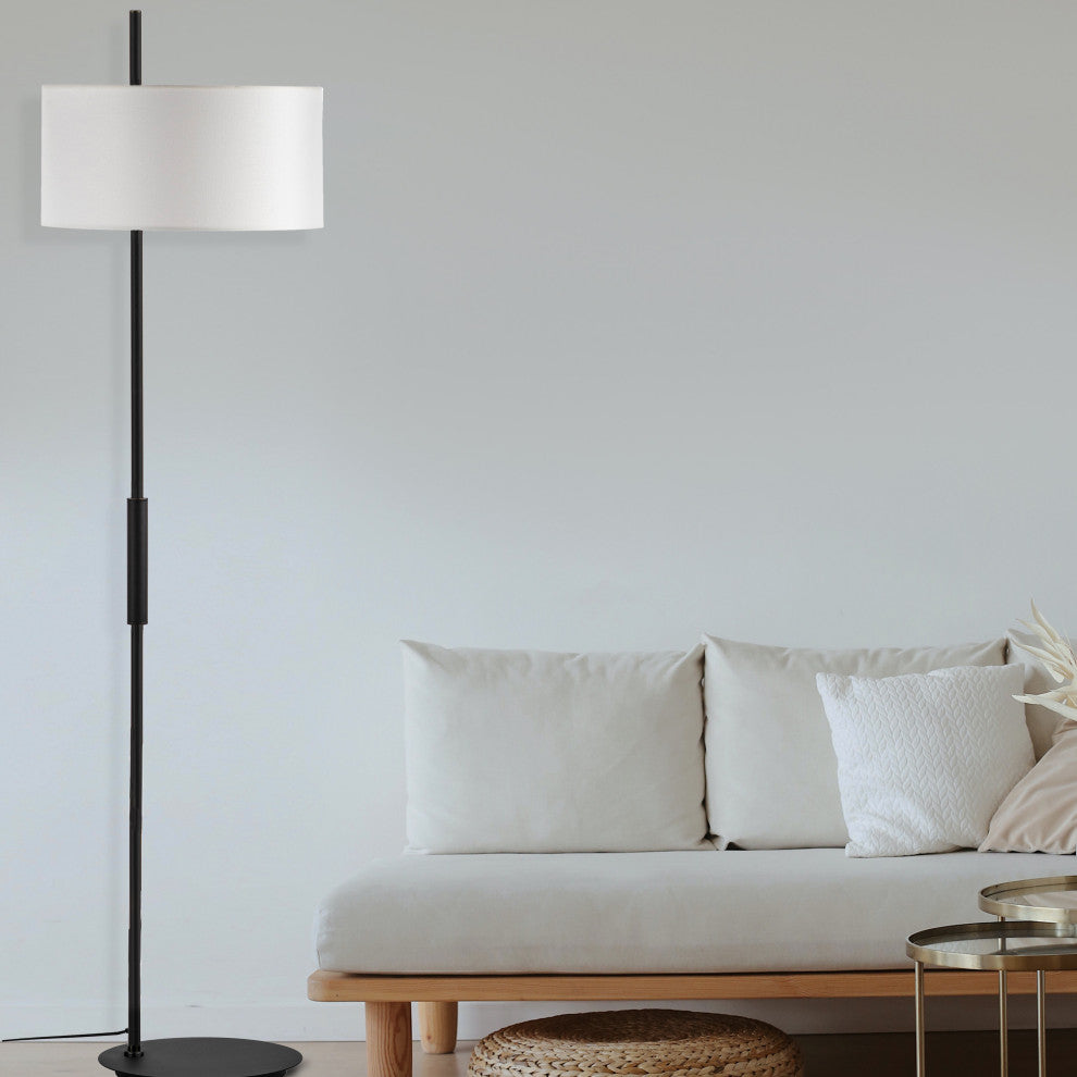 Fitzgerald Modern 1 Light Matte Black White Metal Floor Lamp