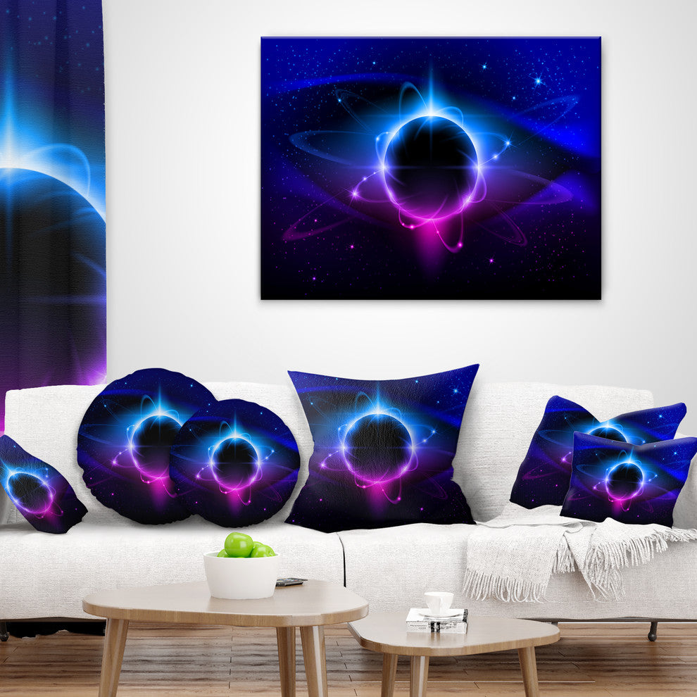 Fractal Black Star Contemporary Throw Pillow, 16"x16"