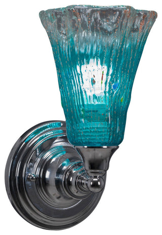 1-Light Wall Sconce, Chrome/Fluted Teal Crystal