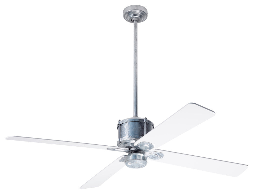 Industry DC Fan, Galvanized Finish, 50" White Blades, No Light