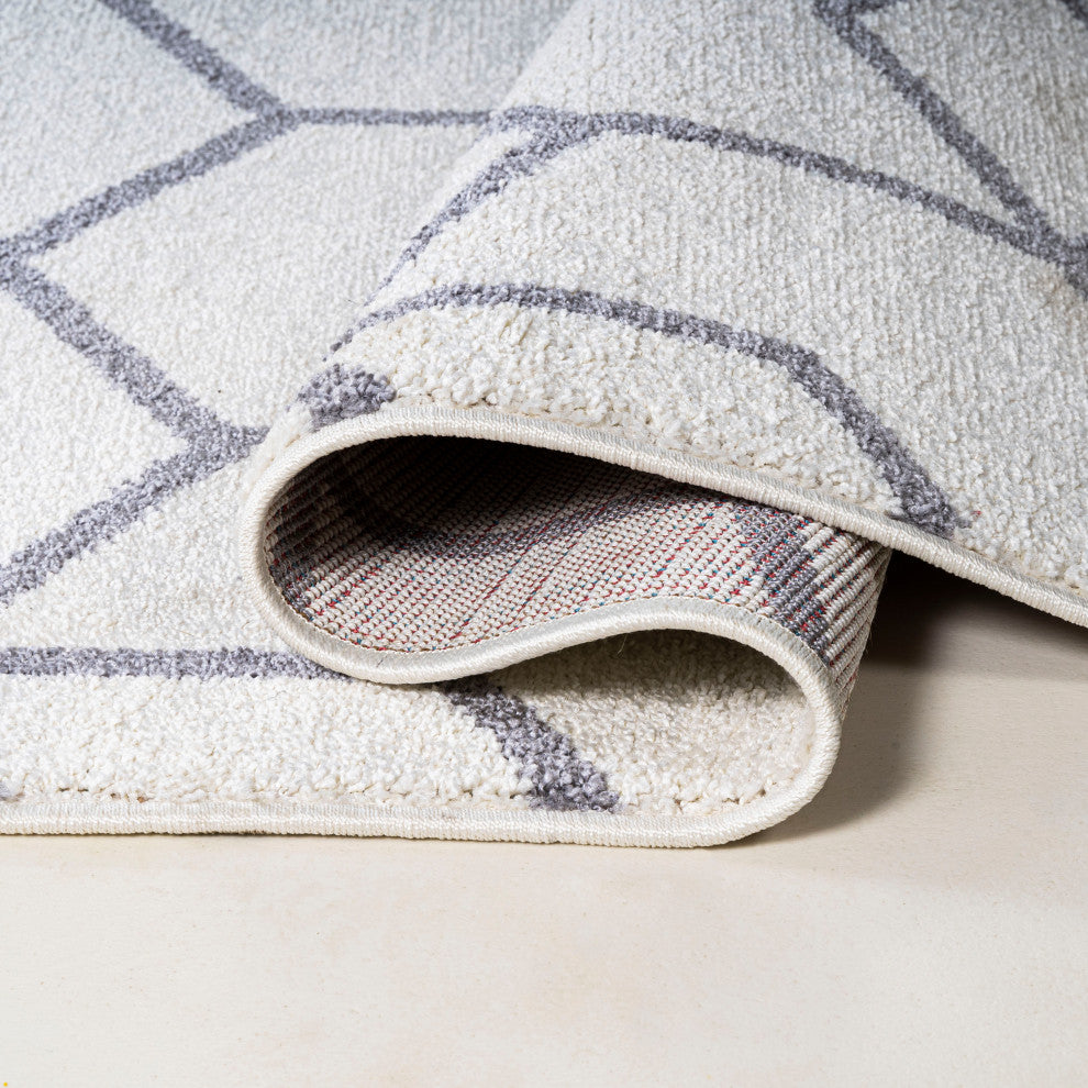 Cole Minimalist Diamond Trellis Red/White 2'x10' Runner Rug