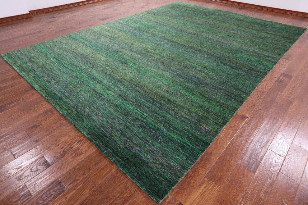 9' 10" X 13' 10" Super Savannah Gabbeh Wool and Silk Hand Knotted Rug Q6112
