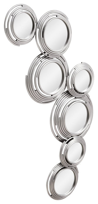 "Descending Reflection" Circle Array Mirrors in Metal Foiled Frame
