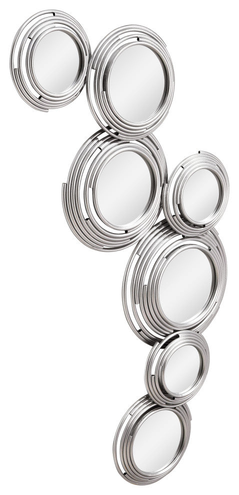 "Descending Reflection" Circle Array Mirrors in Metal Foiled Frame