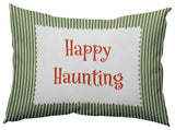Happy Haunting Ticking Accent Pillow, Scallion, 14"x20"
