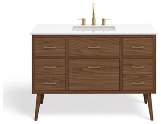 The Richmond Bathroom Vanity, Walnut, 48", Single Sink, Freestanding