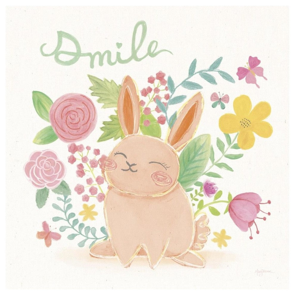 "Garden Friends White II Smile" Digital Paper Print by Mary Urban, 26"x26"