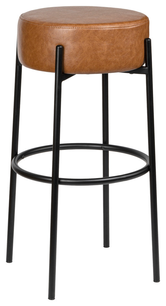 Paola Modern Minimalist Round Backless Metal Cushioned Bar Stool