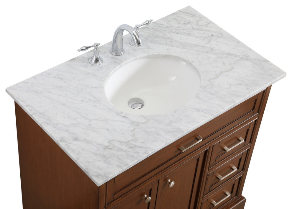 Amber Single Bathroom Vanity, Blue, Teak, 36"