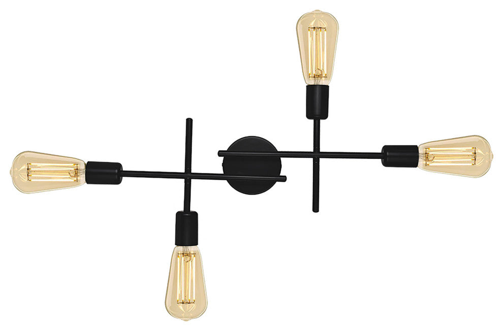 Avondale 4-Light Open Bulb Wall/Ceiling Light, Matte Black Finish