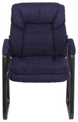 Microfiber Executive Side Chair with Sled Base, Navy