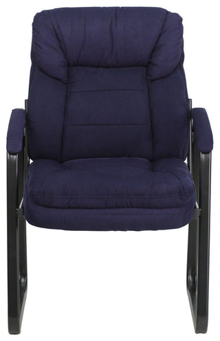 Microfiber Executive Side Chair with Sled Base, Navy