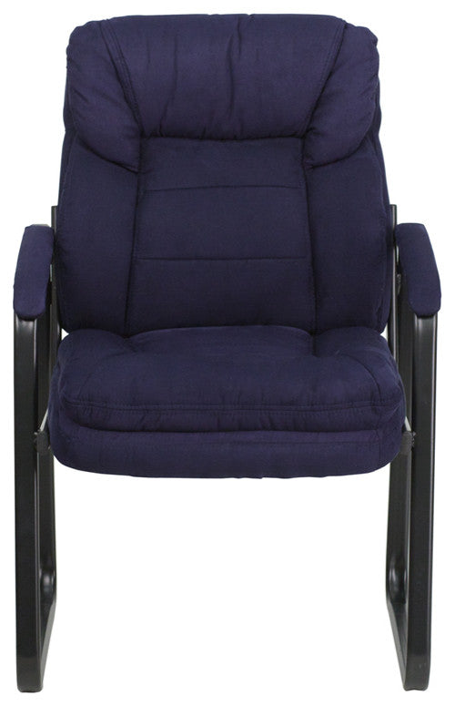 Microfiber Executive Side Chair with Sled Base, Navy