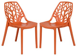 Leisuremod Cornelia Hollow Back Dining Side Chair, Set of 2, Orange