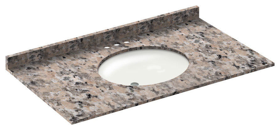 43x22 Burlywood Granite Vanity Countertops, 4 Faucet Spread