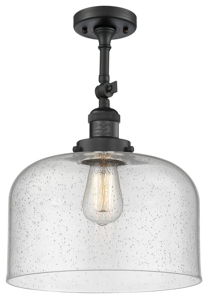 X-Large Bell 1-Light Semi-Flush Mount, Matte Black, Seedy