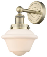 Oxford 1-Light 7" Sconce, Antique Brass Finish, Matte White Shade