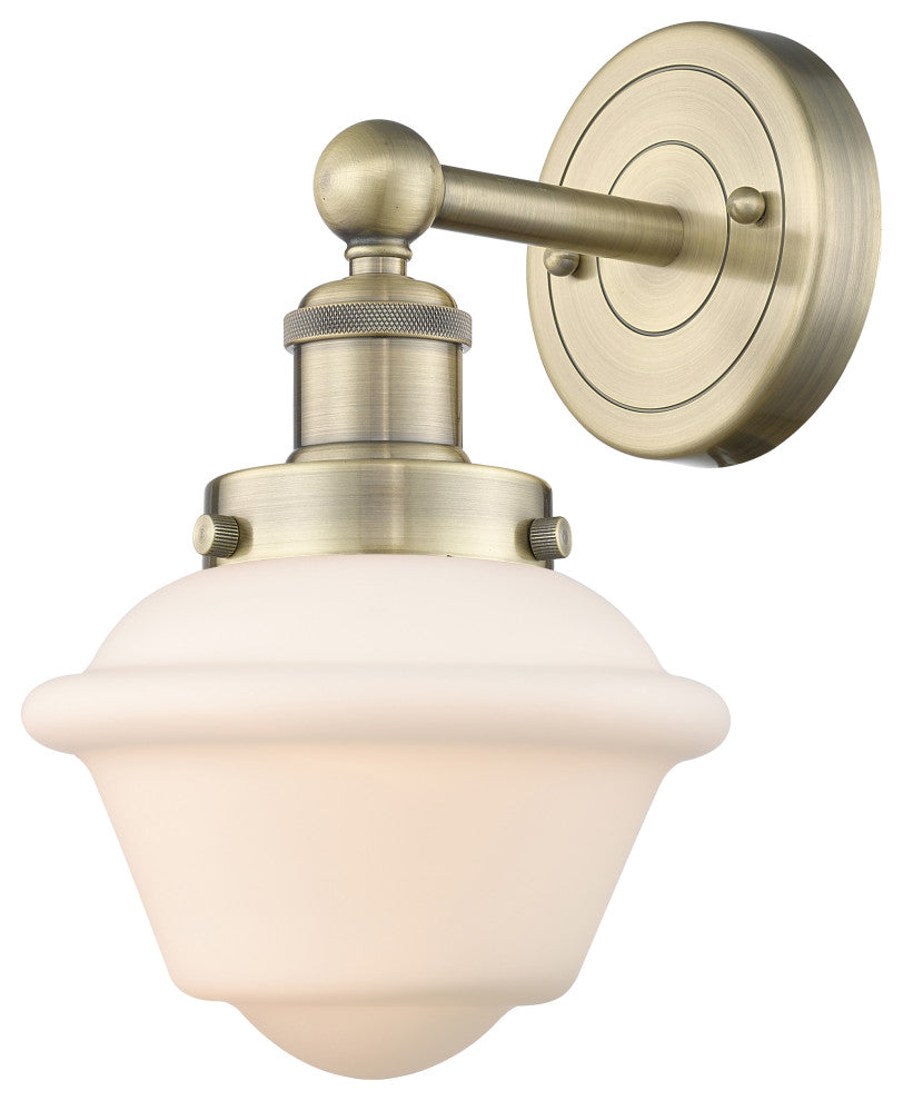 Oxford 1-Light 7" Sconce, Antique Brass Finish, Matte White Shade