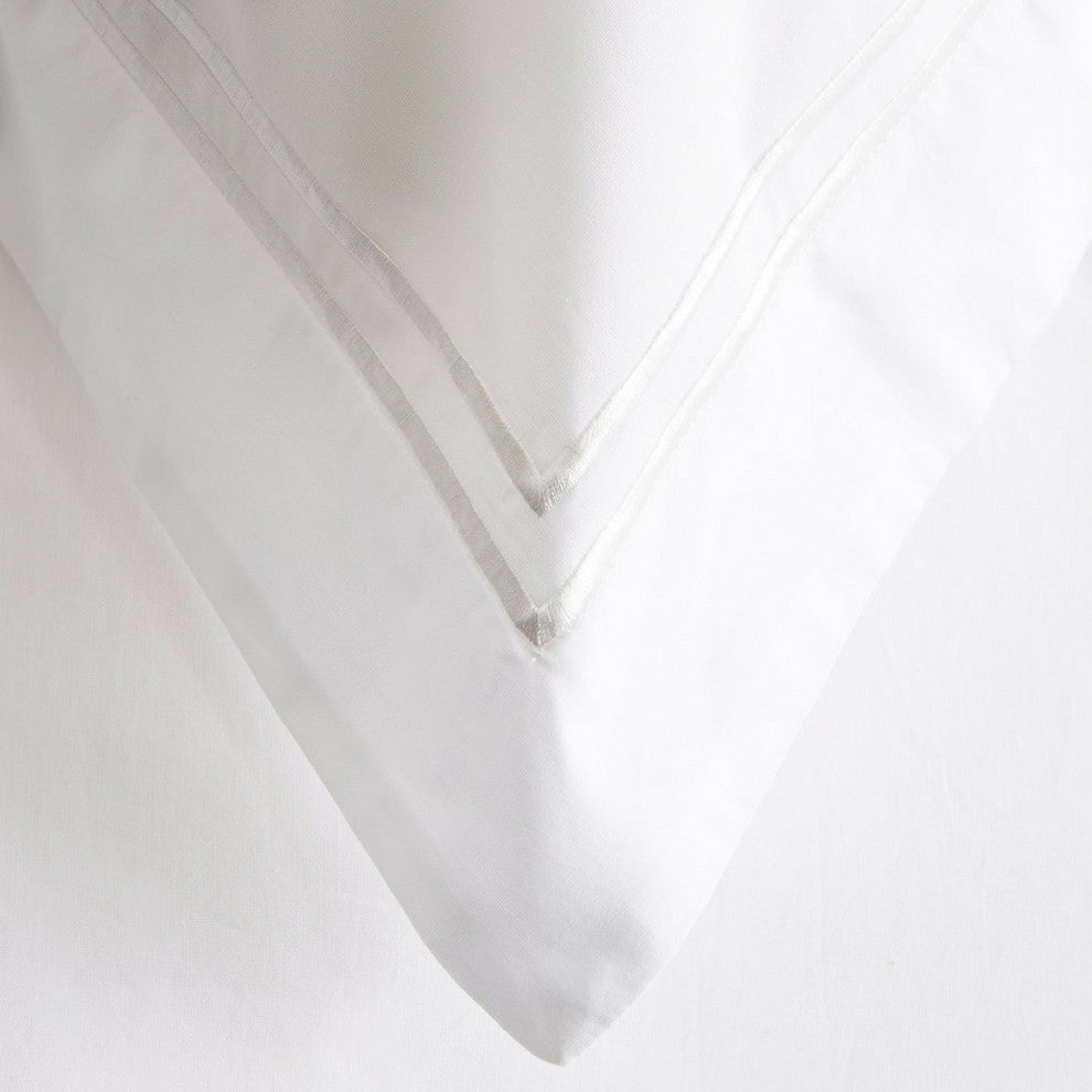 Satin Stitched 100% Cotton Percale Duvet Set, King, Cal King, White