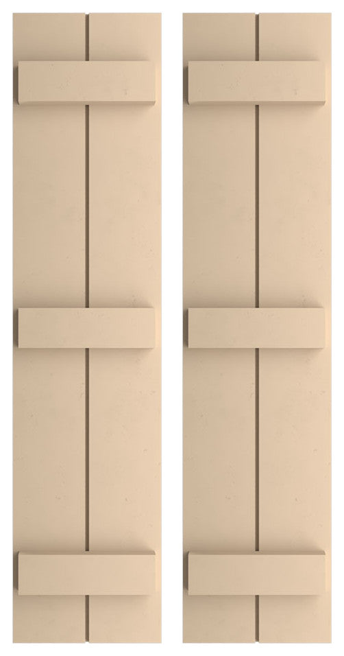Rustic 2 Board Joined B-N-B Faux Wood Shutters, Smooth, 11x60"